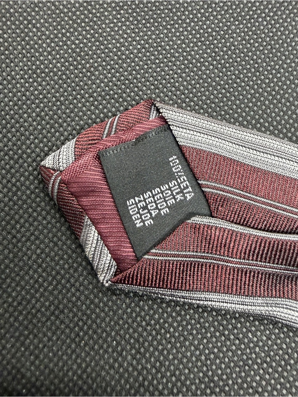 Dolce & Gabbana Italy Silk Tie Burgundy Gray Striped 59” x 3.5” - Picture 3 of 9